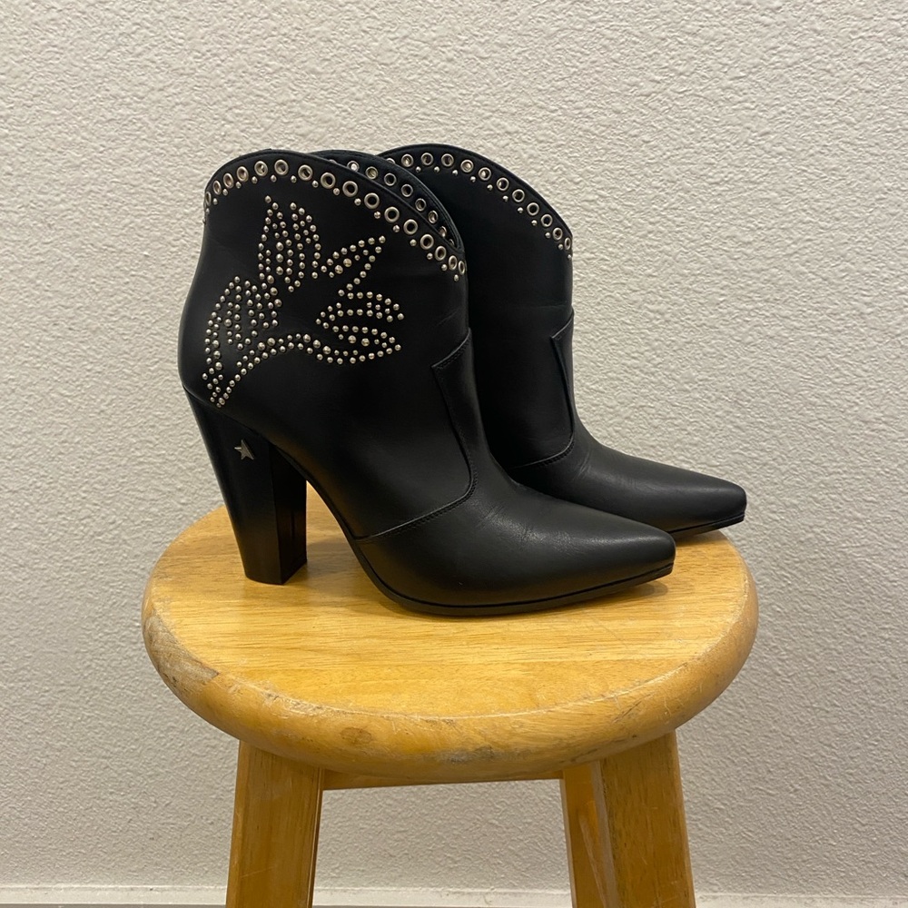 Golden Goose Size 37 Western Black Studded Heeled Boots